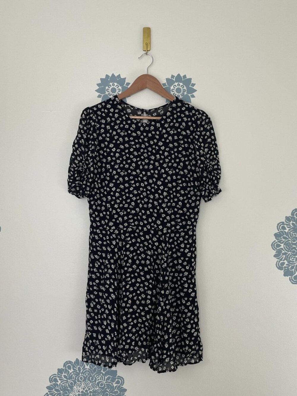 Reformation Violette Black Floral Mini Dress Size 10